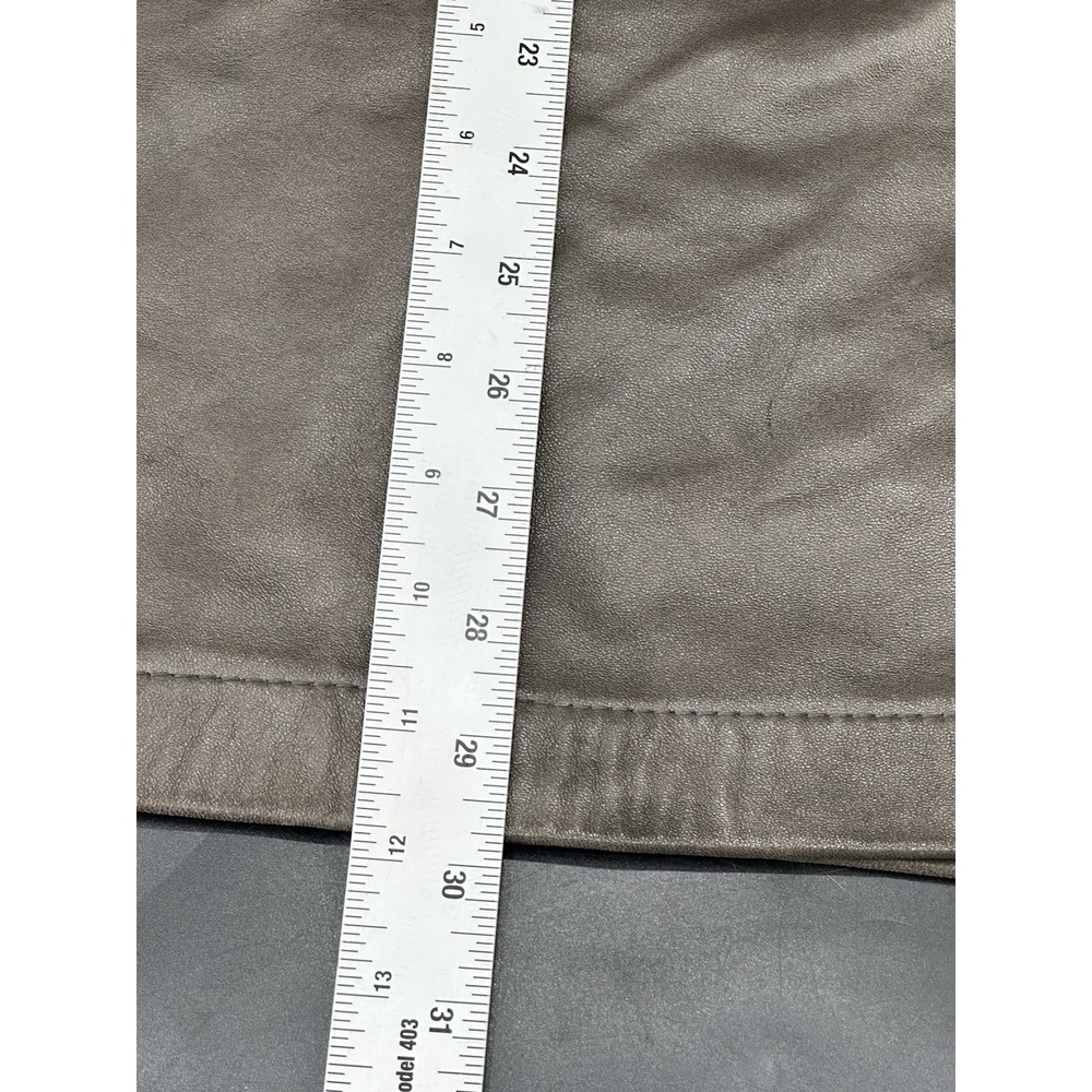 VINTAGE 70s / 80s Maglia Gray LEATHER Midi Skirt, Fully Lined, Sz. 6 - Picture 5 of 11